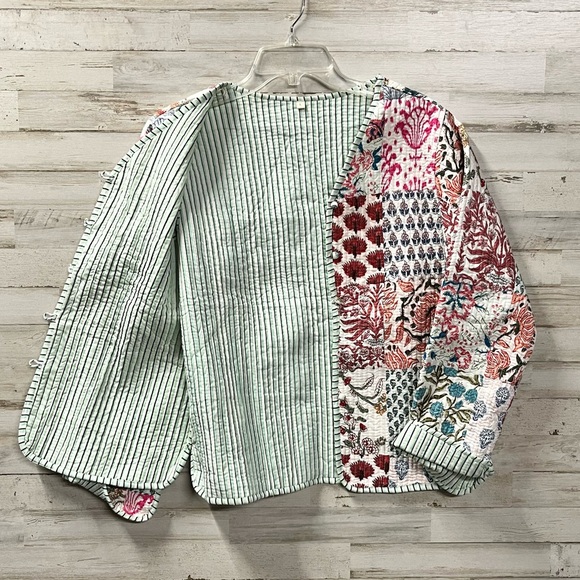 Handmade Boho Block Print Reversible Quilted Textured Patchwork Coat - Picture 3 of 9